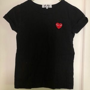 Comme des Garçons Black & Red Heart Patch T-Shirt